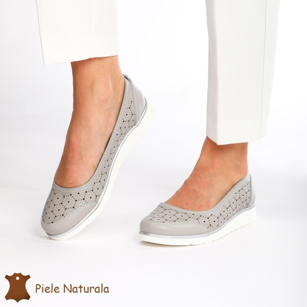 Balerini Dama Piele naturală CRL0026 GRI - Img 2