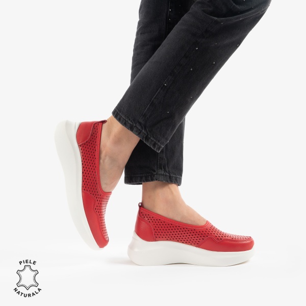 Balerini Dama Piele naturală CRL0103 ROSU - Img 4