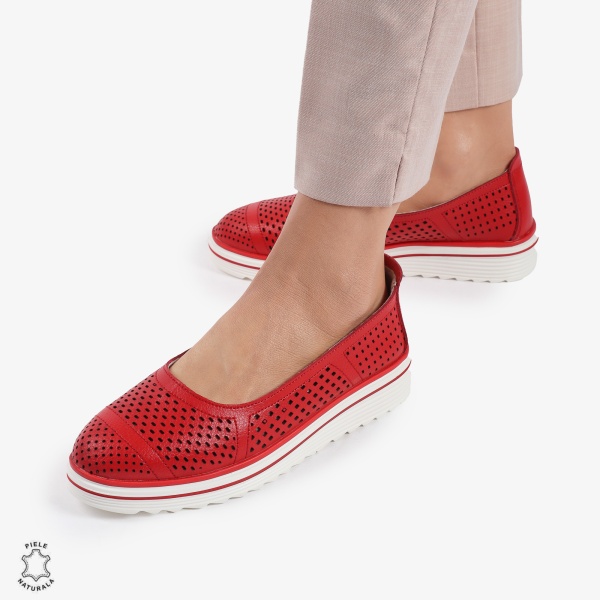 Balerini Dama Piele naturală CRL0105 ROSU - Img 2