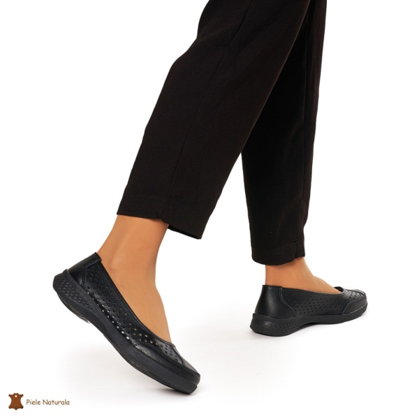 Balerini Dama Piele Naturala Slip-on CRL0073 NEGRU - Img 2