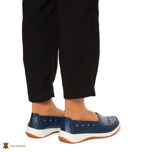 Balerini Dama Piele Naturala Slip-on CRL0074 Bleumarin - Img 4