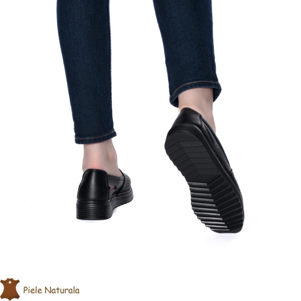 Balerini Perforati Dama Piele naturală CRL0111 NEGRU - Img 3