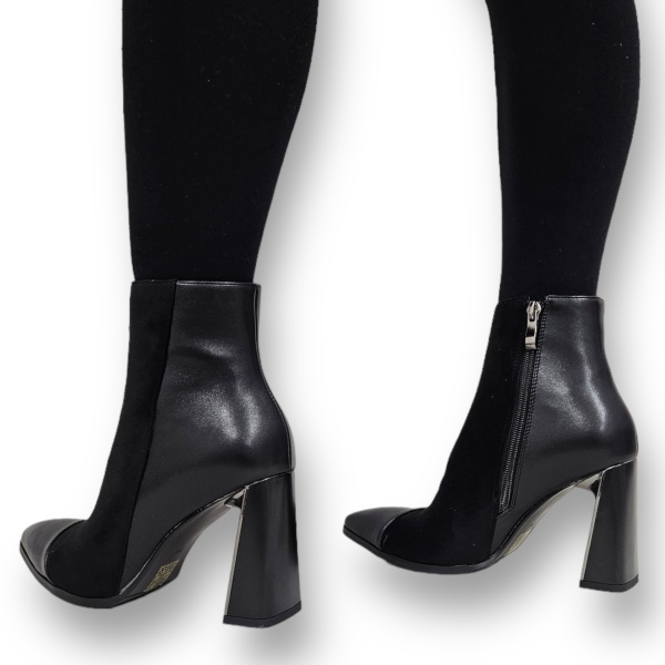 Botine DAMA din PIELE Ecologica cu FERMOAR SI TOC SPECIAL CRL0933 CULOARE: Negru - Img 5
