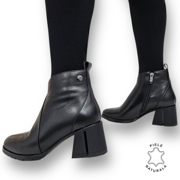 Botine DAMA din PIELE Naturala CRL0936 CULOARE: Negru - Img 7