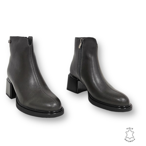 Botine DAMA din PIELE NATURALA CU TOC GROS Gri CRL0905 - Img 3
