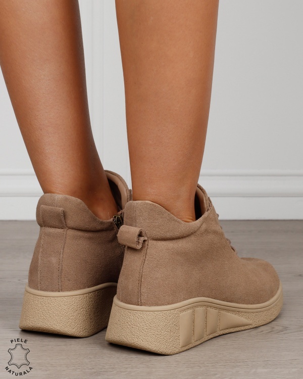 Ghete damă din piele naturală Intoarsa model clasic CRL1874 KHAKI - Img 3