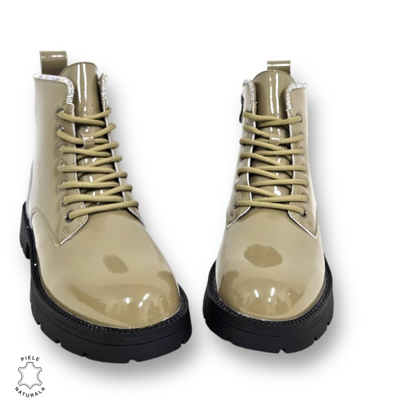 GHETE DAMA din PIELE NATURALA LUCIOASA CRL0896 CULOARE:Verde - Img 3