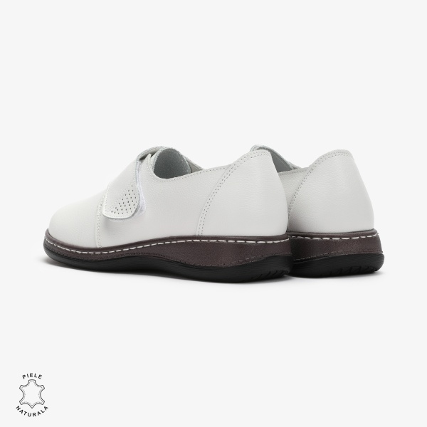 Mocasini dama din Piele naturală CRL0017 Alb - Img 3