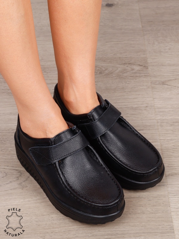 Mocasini dama din Piele Naturala CRL0063 CULOARE:NEGRU COMPLET - Img 2