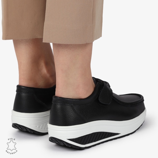 Mocasini dama din Piele Naturala CRL0063 NEGRU - Img 4