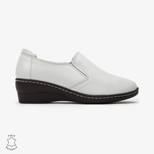 Mocasini Dama din Piele naturală CRL0118 Alb - Img 2