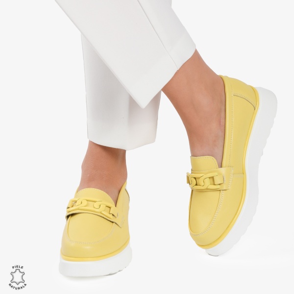 Mocasini dama din piele naturala CRL0787 GALBEN - Img 2