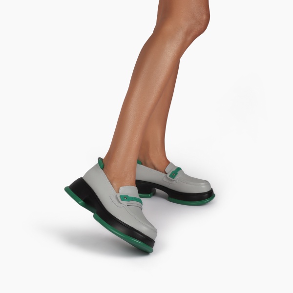 Mocasini dama din Piele Naturala CRL0841 GRI - Img 2