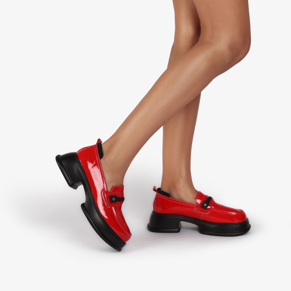 Mocasini dama din Piele Naturala CRL0841 ROSU - Img 3