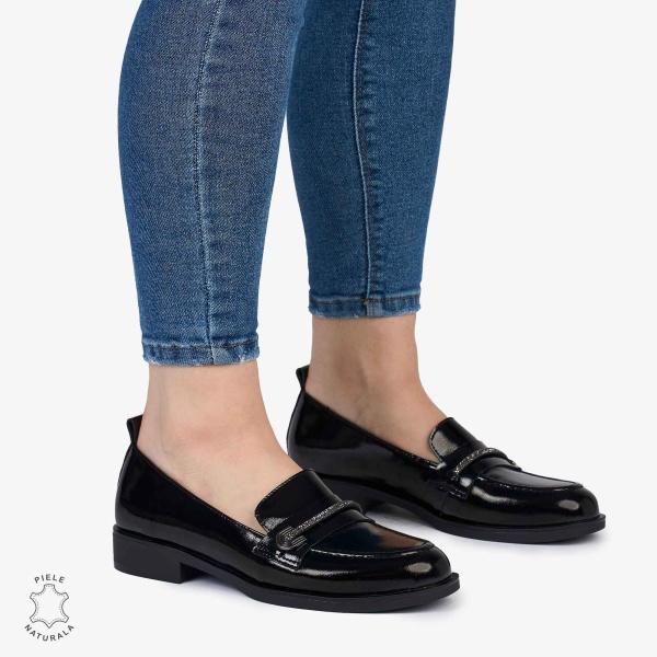 Mocasini dama din Piele Naturala LACUITA CRL0985 NEGRU - Img 2