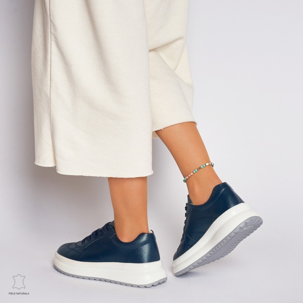 Pantofi casual dama din piele naturala CRL0006 BLEUMARIN - Img 4