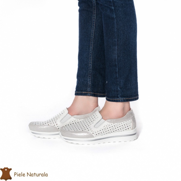 Pantofi Casual dama din Piele naturala CRL0860 ALB - Img 2