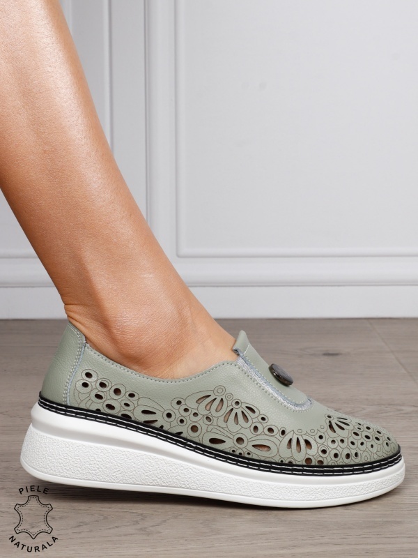 Pantofi Casual dama din Piele naturala cu model Perforat CRL1600 Barilla - Img 2