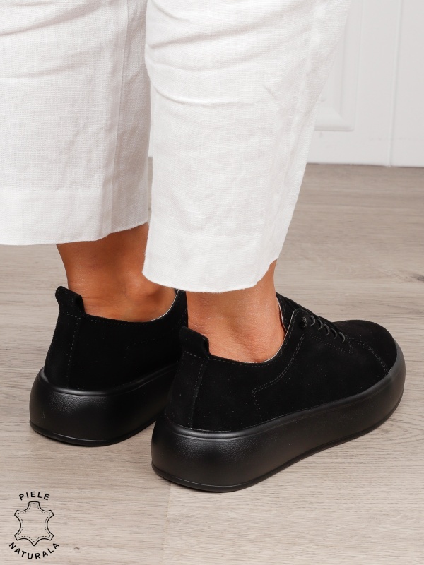 Pantofi Casual dama din Piele Naturala cu siret special CRL1550 - Img 3