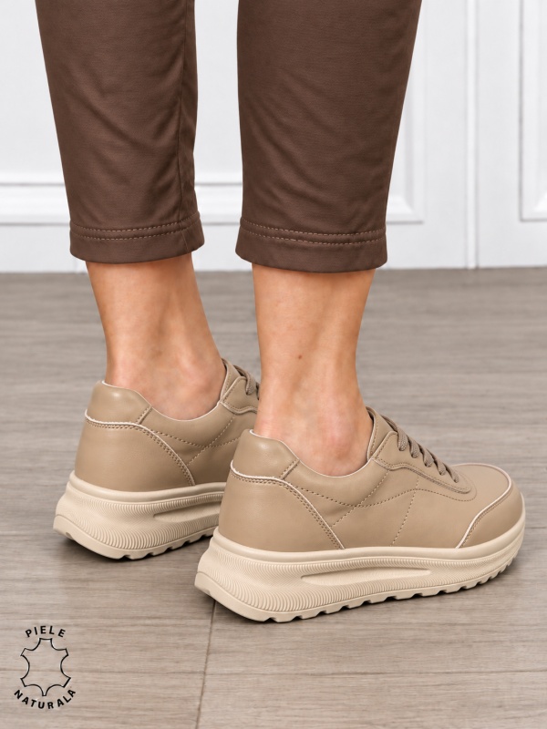 Pantofi casual damă din piele naturală pentru confort zilnic CRL1899 KHAKI - Img 3
