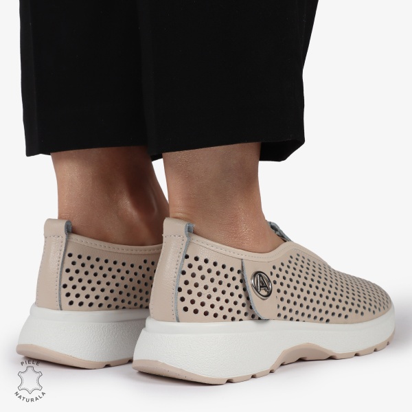 PANTOFI CASUAL dama din Piele naturala Perforata TIP SLIP-ON CRL1415 ROZ - Img 4