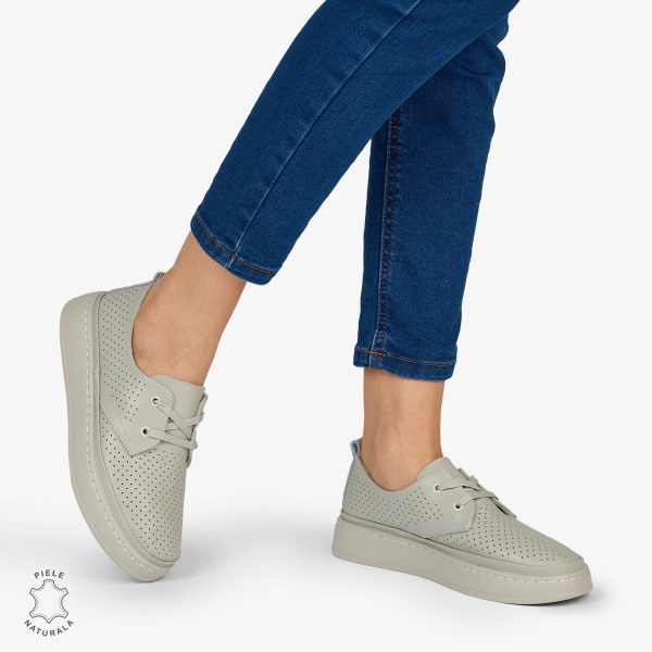 PANTOFI CASUAL Dama Piele Naturala CRL1052 Culoare: GRI - Img 3