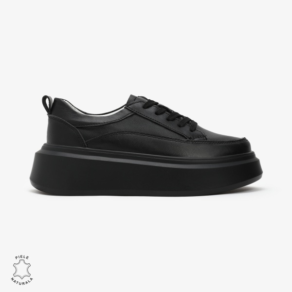 Pantofi Casual de dama din Piele Naturala CRL0566 NEGRU - Img 2