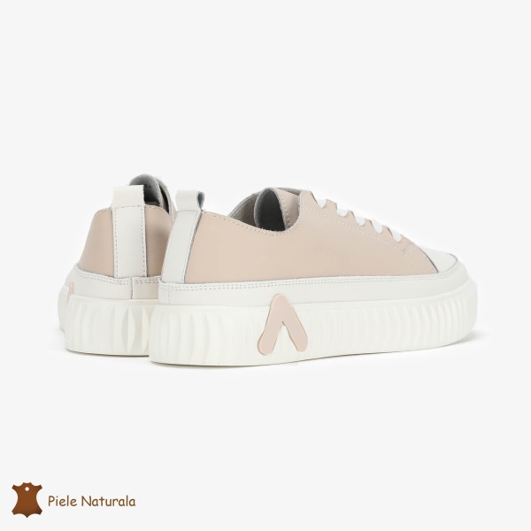 Pantofi Casual de dama din Piele naturala cu talpa groasa CRL0489 BEJ - Img 3
