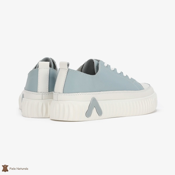 Pantofi Casual de dama din Piele naturala cu talpa groasa CRL0489 ALBASTRU - Img 4
