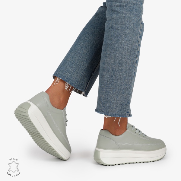 Pantofi Casual de dama din Piele Naturala cu talpa Inalta CRL1201 BARILLA - Img 3