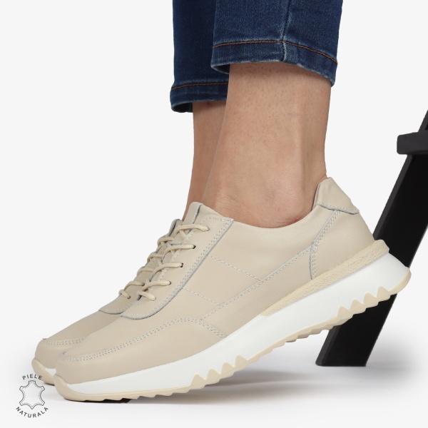 Pantofi casual piele naturala CRL886 BEJ - Img 5