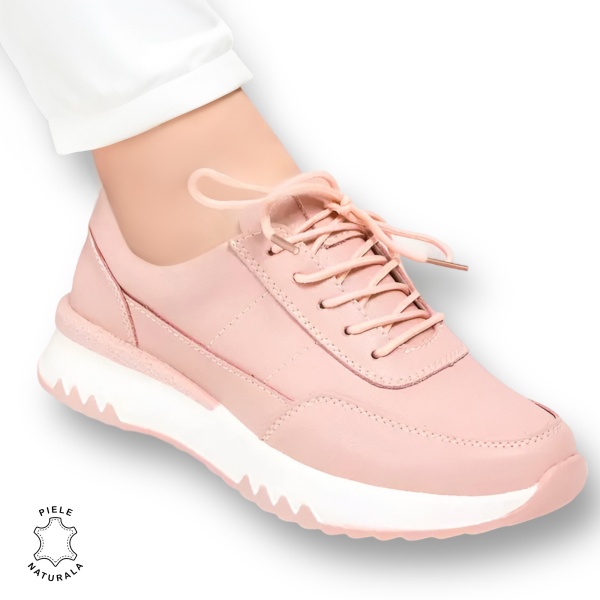 Pantofi casual piele naturala CRL886 ROZ - Img 2