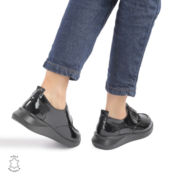 Pantofi casual piele naturala LACUITA CRL883 NEGRU - Img 3