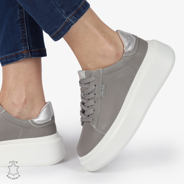 Pantofi DAMA CASUAL din piele naturală confort și stil CRL1378 GRI - Img 2