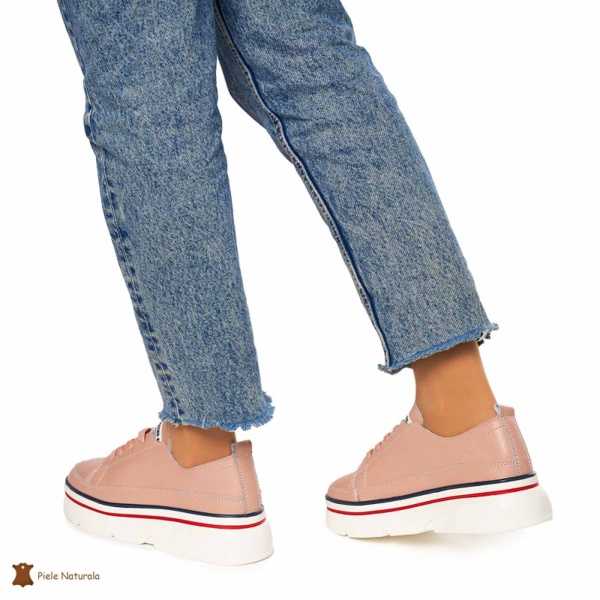 Pantofi DAMA DIN PIELE NATURALA CRL0972 CULOARE : ROZ - Img 4