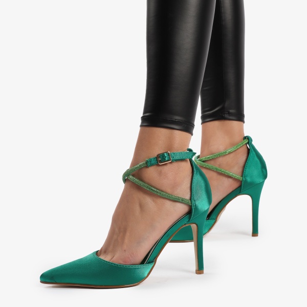 Pantofi Eleganți dama din Piele Ecologică SATIN CRL1315 VERDE - Img 2