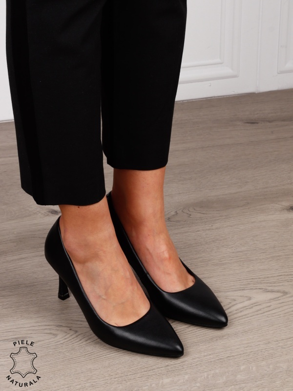 Pantofi Eleganti dama din piele naturala model clasic CRL1575 Negru - Img 2