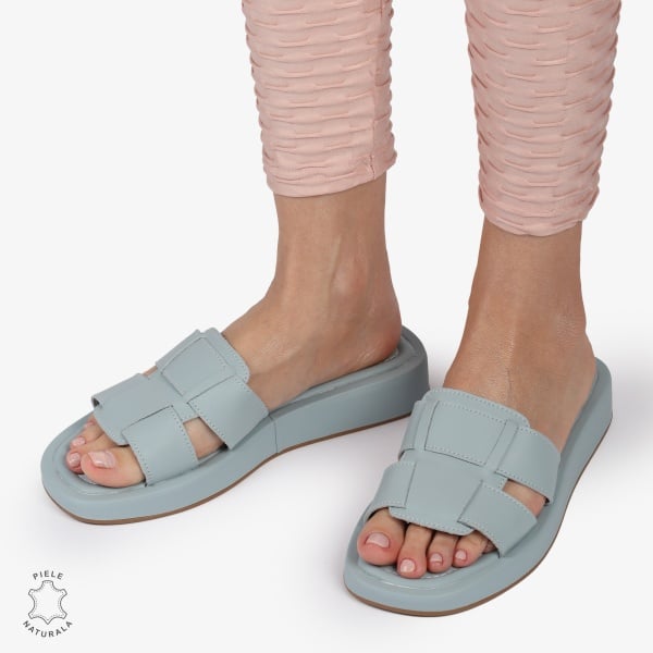 PAPUCI Dama Piele Naturala CRL1430 ALBASTRU - Img 3