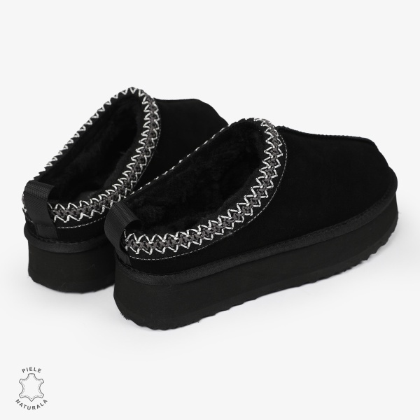 PAPUCI DAMA TIP UG din PIELE NATURALA INTOARSA CRL1268 CULOARE: NEGRU - Img 5