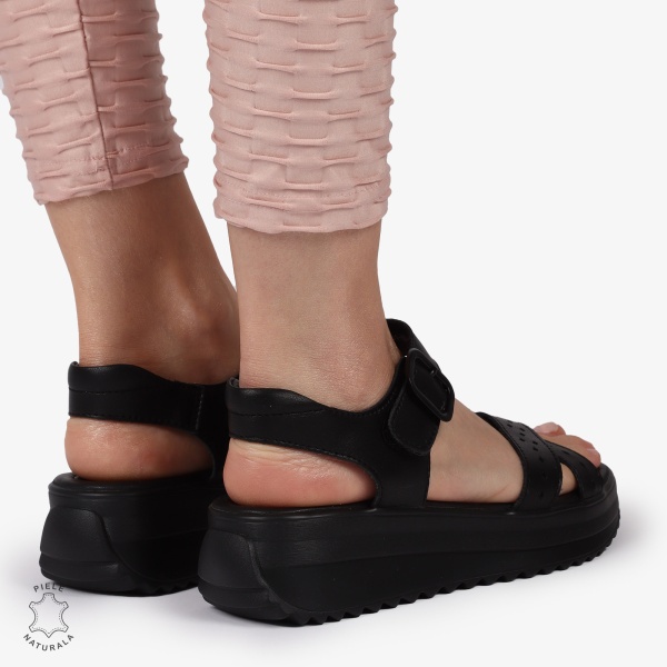 SAndale DAMA DIN PIELE NATURALA CU BARETE INCRUCISATE CRL1423 NEGRU - Img 4