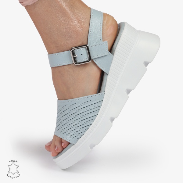 SAndale DAMA DIN PIELE NATURALA CU TALPA INALTA CRL1420 ALBASTRU - Img 4