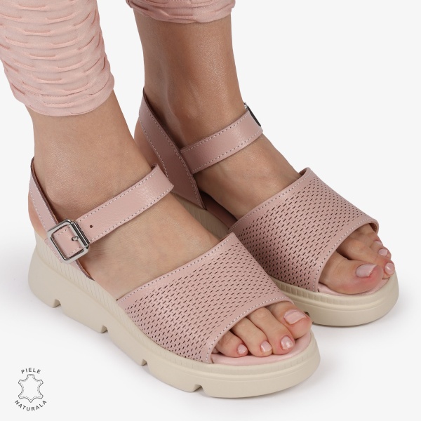 SAndale DAMA DIN PIELE NATURALA CU TALPA INALTA CRL1420 ROZ - Img 2