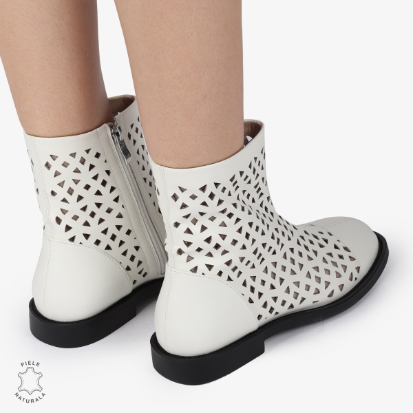 SANDALE dama din Piele Naturala ELEGANTE CU DESIGN UNIC CRL1369 ALB - Img 4