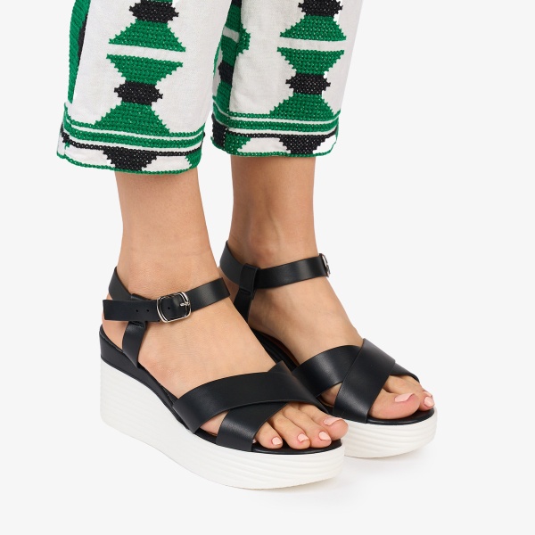 SANDALE dama Piele ECOLOGICA CU PLATFORMA CRL1015 Culoare: NEGRU - Img 3