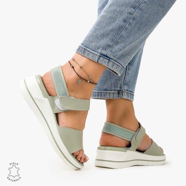 SANDALE Dama Piele Naturala CU BARETA CRL1098 Culoare: BARILLA - Img 3