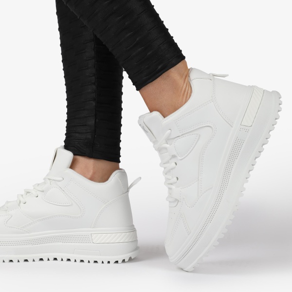 SNEAKERS din PIELE ECOLOGICA SI TEXTIL CRL1282 ALB - Img 2