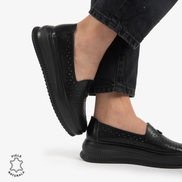 BALERINI dama din Piele Naturala CRL0861 NEGRU