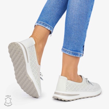 BALERINI dama din Piele Naturala CRL1060 CULOARE: ALB - Img 3
