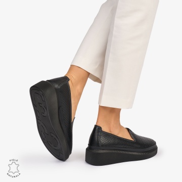 Balerini dama din Piele Naturala cu fundita CRL1074 CULOARE: Negru - Img 4