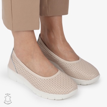 Balerini dama din Piele Naturala cu talpa groasa CRL01382 ROZ - Img 3